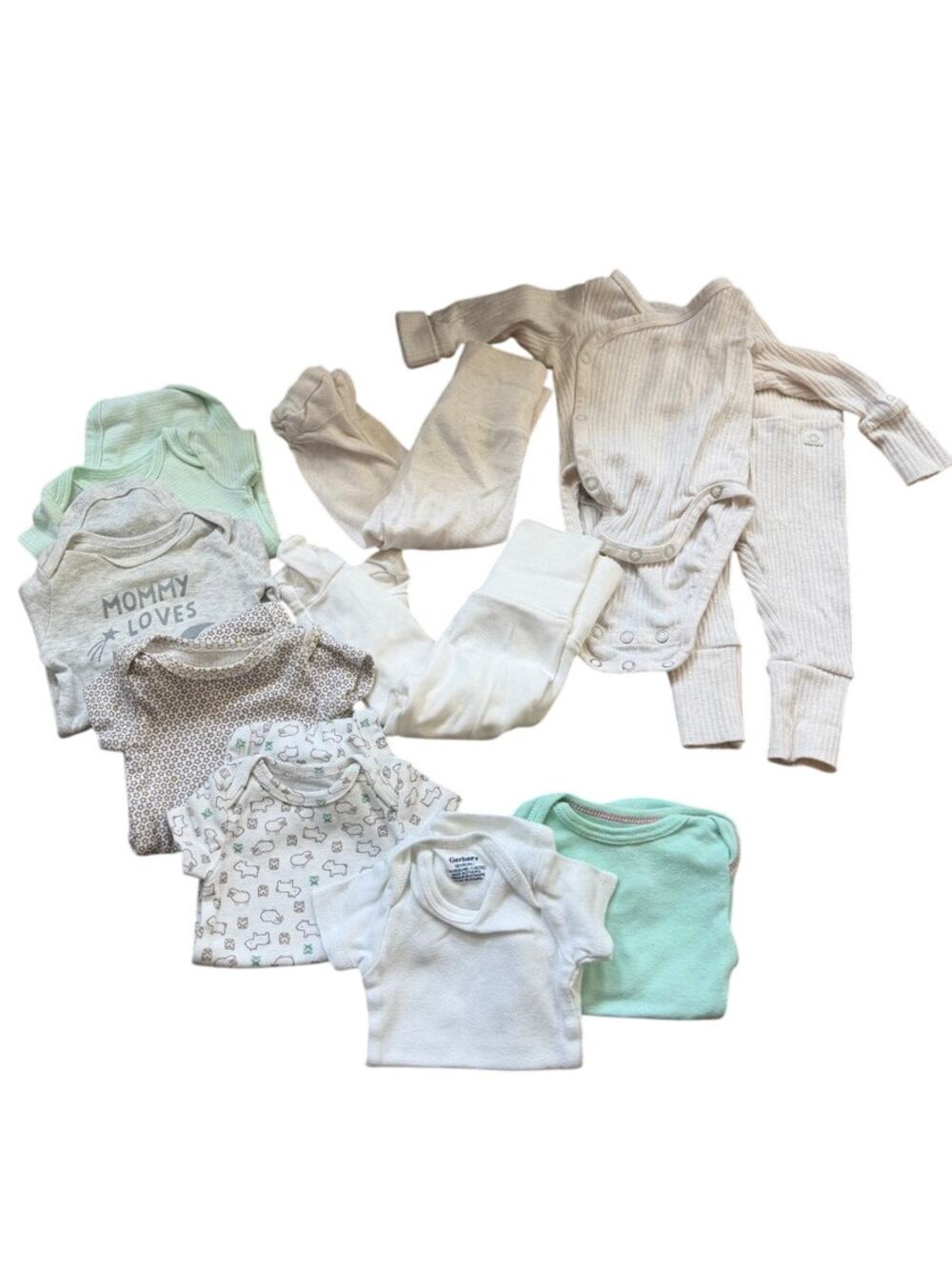 Lot of 10 Newborn Baby Clothes Mixed Brands Carters H&M Gerber Neutral Unisex